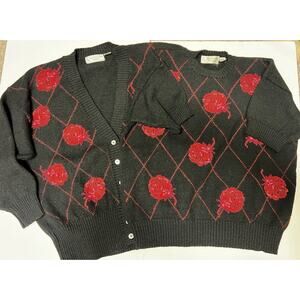 vintage evan picone wool sweater and v neck cardigan made in hong kong